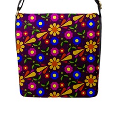 Pattern Illustration Background Flap Closure Messenger Bag (l) by Wegoenart
