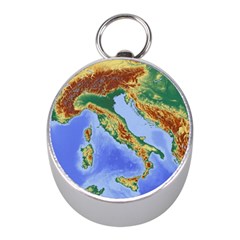 Italy Alpine Alpine Region Map Mini Silver Compasses by Wegoenart