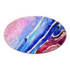 Painting Abstract Blue Pink Spots Oval Magnet by Pakrebo