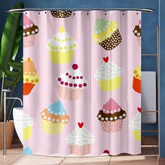 Cupcakes Wallpaper Paper Background Shower Curtain 60  X 72  (medium)  by Pakrebo