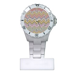 Chevron Colorful Background Vintage Plastic Nurses Watch by Pakrebo