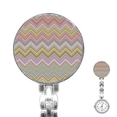 Chevron Colorful Background Vintage Stainless Steel Nurses Watch by Pakrebo