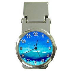 Blue Sky Artwork Drawing Painting Money Clip Watches by Pakrebo