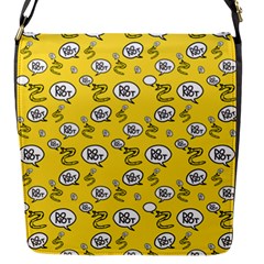 No Step On Snek Do Not Bubble Speech Pattern Yellow Background Meme Flap Closure Messenger Bag (s) by snek