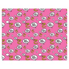 No Step On Snek Do Not Bubble Speech Pattern Pink Background Meme Double Sided Flano Blanket (medium) by snek