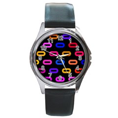 Pattern Background Structure Black Round Metal Watch by Pakrebo