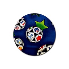 Textile Football Soccer Fabric Rubber Round Coaster (4 Pack)  by Pakrebo