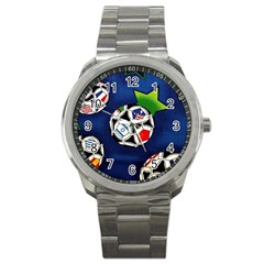 Textile Football Soccer Fabric Sport Metal Watch by Pakrebo