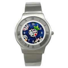 Textile Football Soccer Fabric Stainless Steel Watch by Pakrebo