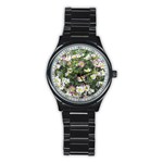Mosaic Structure Pattern Background Stainless Steel Round Watch Front
