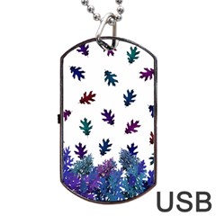 Blue Purple Leaves Dog Tag Usb Flash (one Side) by LoolyElzayat
