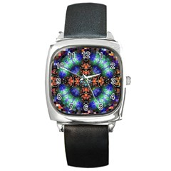 Mosaic Kaleidoscope Form Pattern Square Metal Watch by Pakrebo