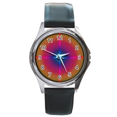 Background Pattern Structure Round Metal Watch by Pakrebo