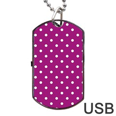 Fuschia Polka Dot Dog Tag Usb Flash (one Side) by retrotoomoderndesigns