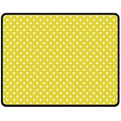 Yellow Polka Dot Double Sided Fleece Blanket (medium)  by retrotoomoderndesigns