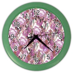 Romantic Pink Flowers Color Wall Clock by retrotoomoderndesigns