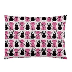 Waitress Uniform Dresses Nerdy Glasses Pattern Pink Pillow Case by snowwhitegirl