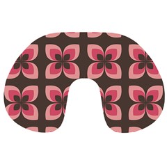 Retro Flower Pink Brown Travel Neck Pillows by snowwhitegirl
