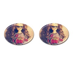 Eating Sushi Cufflinks (oval) by snowwhitegirl
