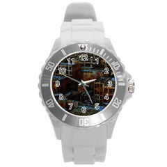 Building Ruins Old Industry Round Plastic Sport Watch (l) by Pakrebo