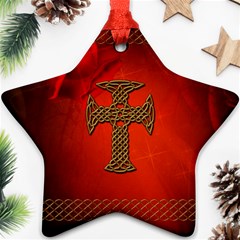 Wonderful Celtic Cross On Vintage Background Star Ornament (two Sides) by FantasyWorld7