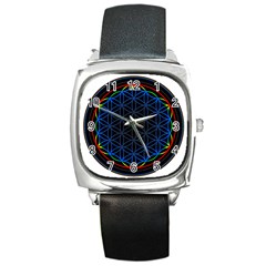 Flower Of Life Square Metal Watch by Sudhe