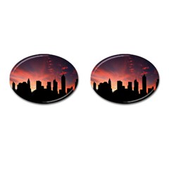 Skyline Panoramic City Architecture Cufflinks (oval) by Sudhe