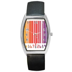 Colorful Gradient Barcode Barrel Style Metal Watch by Sudhe