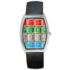 Set Of The Twelve Signs Of The Zodiac Astrology Birth Symbols Barrel Style Metal Watch by Sudhe