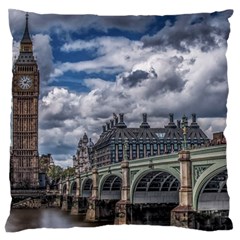 Architecture Big Ben Bridge Buildings Large Flano Cushion Case (one Side) by Sudhe