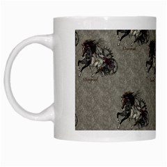 Awesome Steampunk Horse With Wings, Wonderful Pattern White Mugs by FantasyWorld7