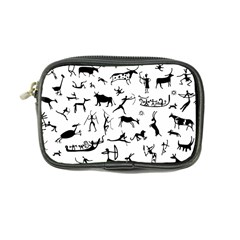 Petroglyph Runic Cavemen Nordic Black Paleo Drawings Pattern Coin Purse by snek