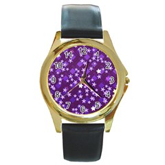 Textile Cross Pattern Square Round Gold Metal Watch by Pakrebo