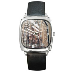 Chicago L Morning Commute Square Metal Watch by Riverwoman
