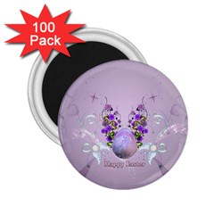 Happy Easter, Easter Egg With Flowers In Soft Violet Colors 2 25  Magnets (100 Pack)  by FantasyWorld7