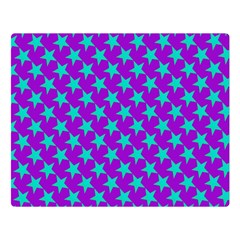 Turquoise Stars Pattern On Purple Double Sided Flano Blanket (large)  by BrightVibesDesign