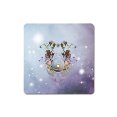 Easter Egg With Flowers Square Magnet by FantasyWorld7