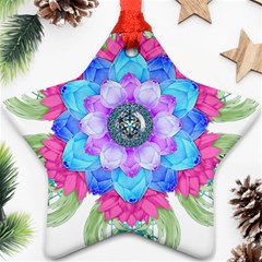 Lotus Flower Bird Metatron s Cube Star Ornament (two Sides) by Pakrebo