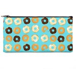 Donuts Pattern With Bites bright pastel blue and brown Pencil Cases Front