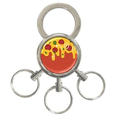 Pizza Topping Funny Modern Yellow Melting Cheese And Pepperonis 3-ring Key Chains by genx