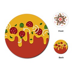 Pizza Topping Funny Modern Yellow Melting Cheese And Pepperonis Playing Cards (round) by genx