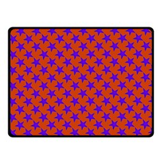 Purple Stars Pattern On Orange Double Sided Fleece Blanket (small)  by BrightVibesDesign