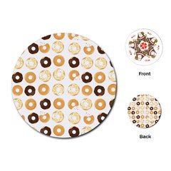 Donuts Pattern With Bites Bright Pastel Blue And Brown Cropped Sweatshirt Playing Cards (round) by genx