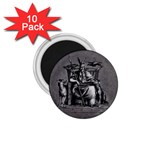 Odin on his Throne with ravens wolf on black stone texture 1.75  Magnets (10 pack)  Front