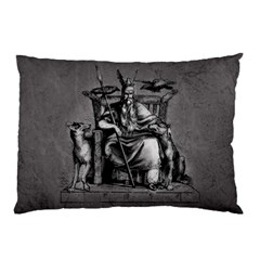 Odin On His Throne With Ravens Wolf On Black Stone Texture Pillow Case (two Sides) by snek