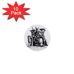 Odin On His Throne With Ravens Wolf On Black Stone Texture 1  Mini Buttons (10 Pack)  by snek