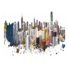 Hong Kong Skyline Watercolor Painting Poster Double Sided Flano Blanket (mini)  by Sudhe