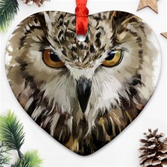 Vector Hand Painted Owl Heart Ornament (two Sides) by Sudhe