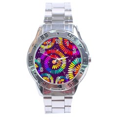 Abstract Background Spiral Colorful Stainless Steel Analogue Watch by HermanTelo