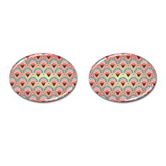 Background Floral Pattern Pink Cufflinks (oval) by HermanTelo